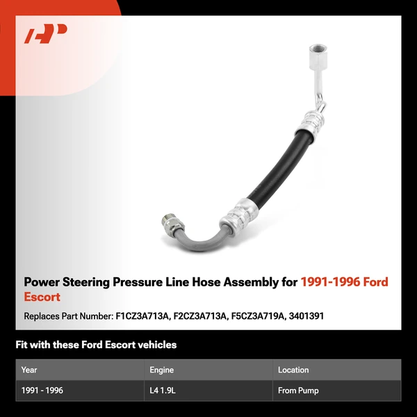 Power Steering Pressure Line Hose Assembly for 1991-1996 Ford Escort