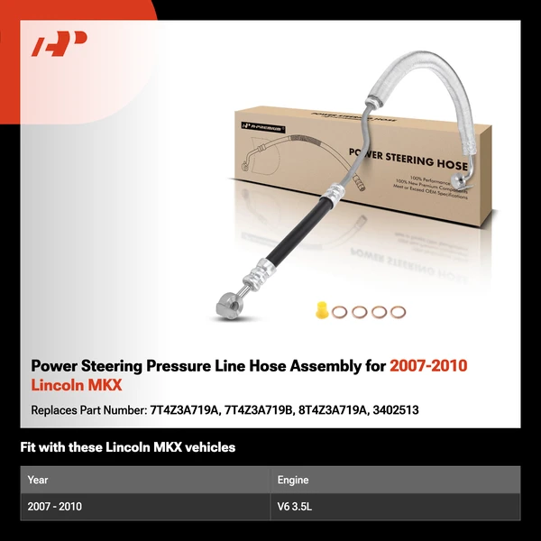 Power Steering Pressure Line Hose Assembly for 2007-2010 Lincoln MKX