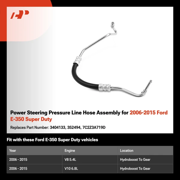 Power Steering Pressure Line Hose Assembly for 2006-2015 Ford E-350 Super Duty