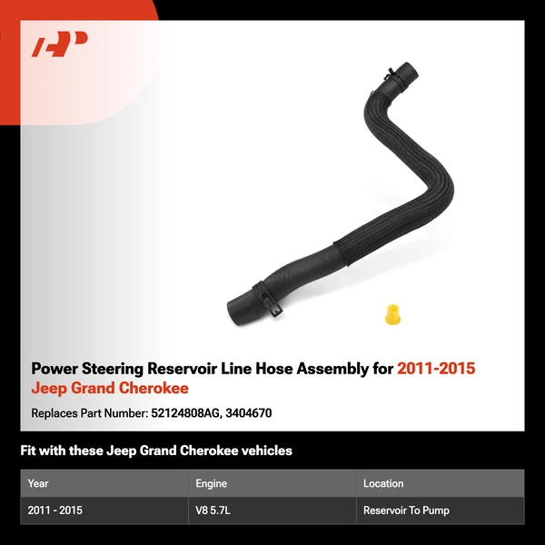 Power Steering Reservoir Line Hose Assembly for 2011-2015 Jeep Grand Cherokee