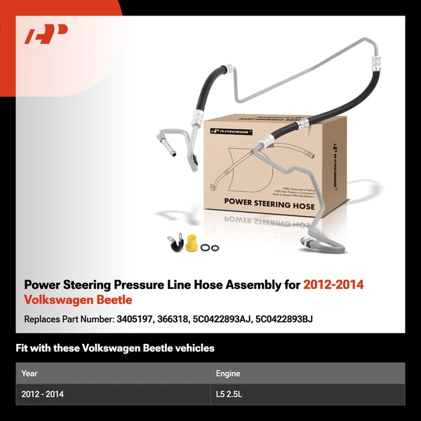 Power Steering Pressure Line Hose Assembly for 2012-2014 Volkswagen Beetle