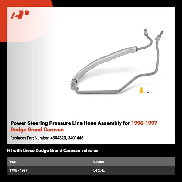 Power Steering Pressure Line Hose Assembly for 1996-1997 Dodge Grand Caravan