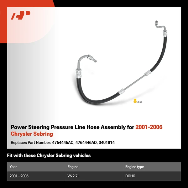 Power Steering Pressure Line Hose Assembly for 2001-2006 Chrysler Sebring