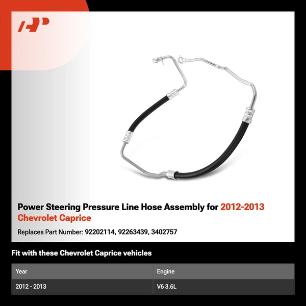 Power Steering Pressure Line Hose Assembly for 2012-2013 Chevrolet Caprice