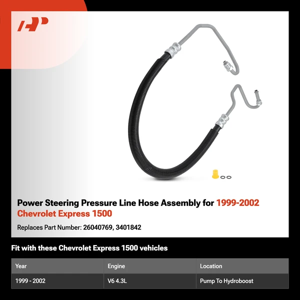 Power Steering Pressure Line Hose Assembly for 1999-2002 Chevrolet Express 1500