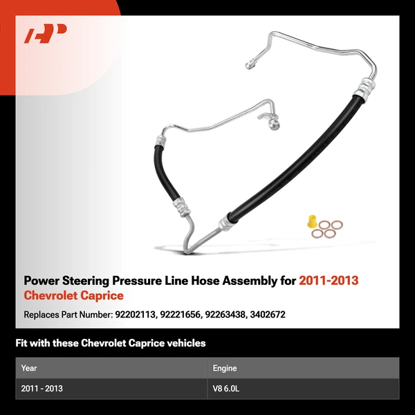 Power Steering Pressure Line Hose Assembly for 2011-2013 Chevrolet Caprice