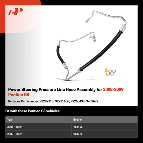 Power Steering Pressure Line Hose Assembly for 2008-2009 Pontiac G8
