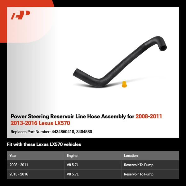 Power Steering Reservoir Line Hose Assembly for 2008-2011 2013-2016 Lexus LX570