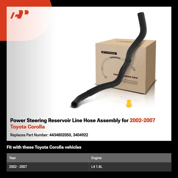 Power Steering Reservoir Line Hose Assembly for 2002-2007 Toyota Corolla