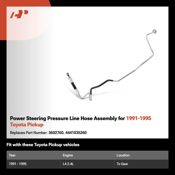 Power Steering Pressure Line Hose Assembly for 1991-1995 Toyota Pickup