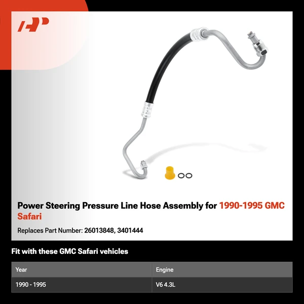 Power Steering Pressure Line Hose Assembly for 1990-1995 GMC Safari