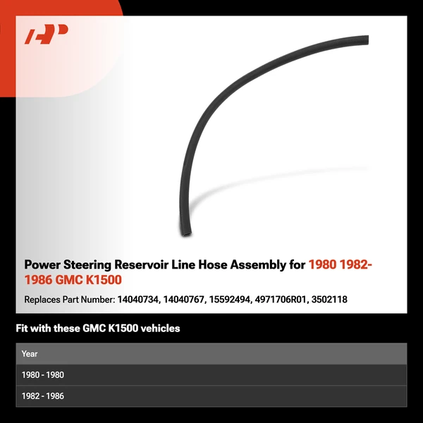 Power Steering Reservoir Line Hose Assembly for 1980 1982-1986 GMC K1500