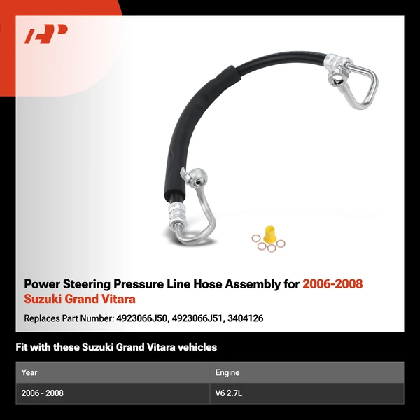 Power Steering Pressure Line Hose Assembly for 2006-2008 Suzuki Grand Vitara
