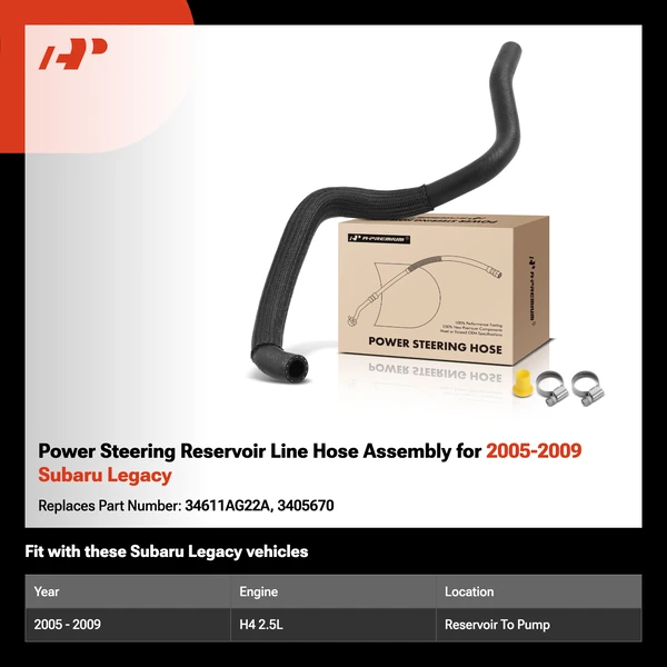 Power Steering Reservoir Line Hose Assembly for 2005-2009 Subaru Legacy