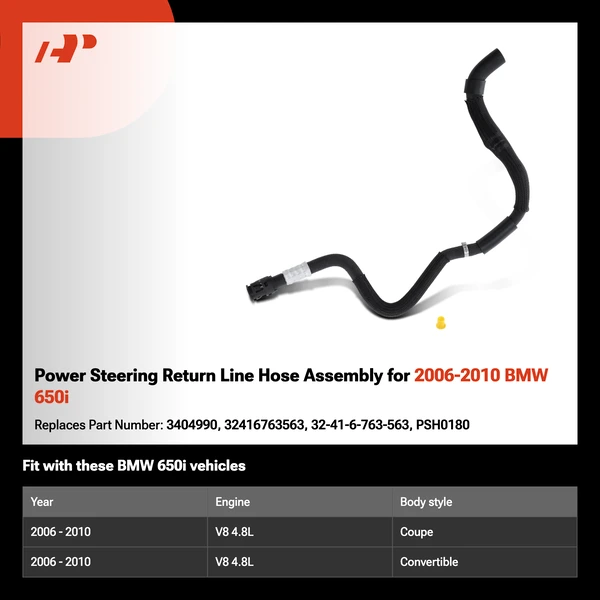 Power Steering Return Line Hose Assembly for 2006-2010 BMW 650i
