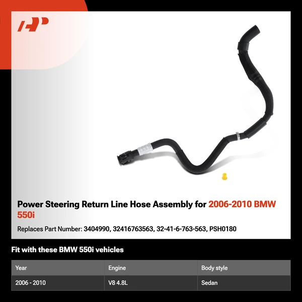 Power Steering Return Line Hose Assembly for 2006-2010 BMW 550i
