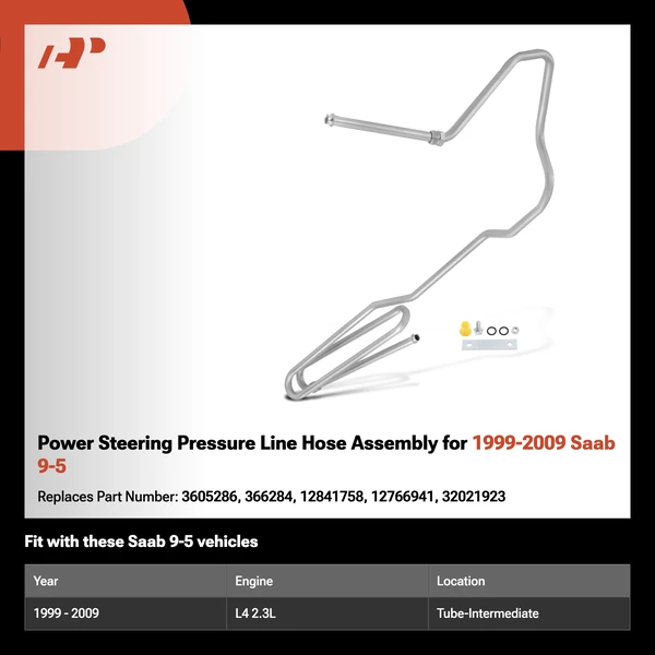 Power Steering Pressure Line Hose Assembly for 1999-2009 Saab 9-5