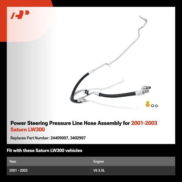 Power Steering Pressure Line Hose Assembly for 2001-2003 Saturn LW300