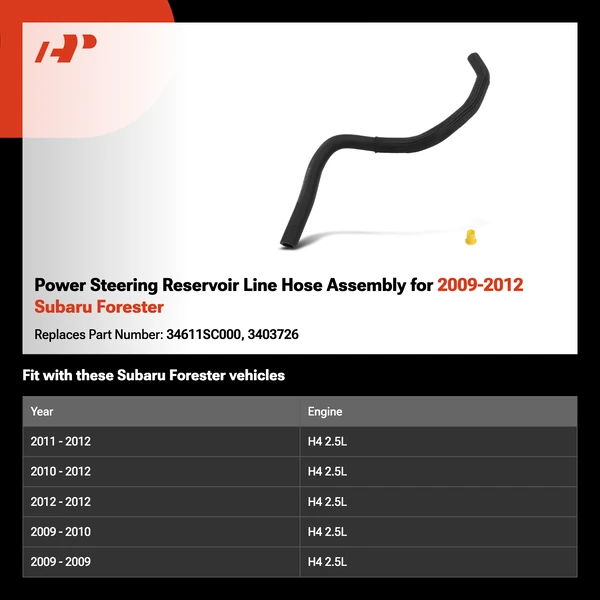 Power Steering Reservoir Line Hose Assembly for 2009-2012 Subaru Forester