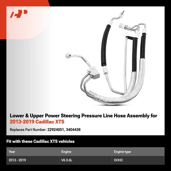 Lower & Upper Power Steering Pressure Line Hose Assembly for 2013-2019 Cadillac XTS