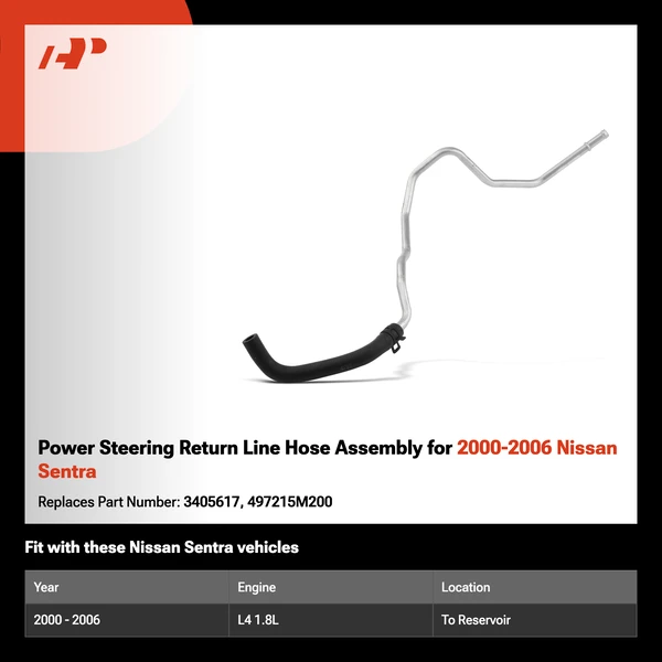 Power Steering Return Line Hose Assembly for 2000-2006 Nissan Sentra