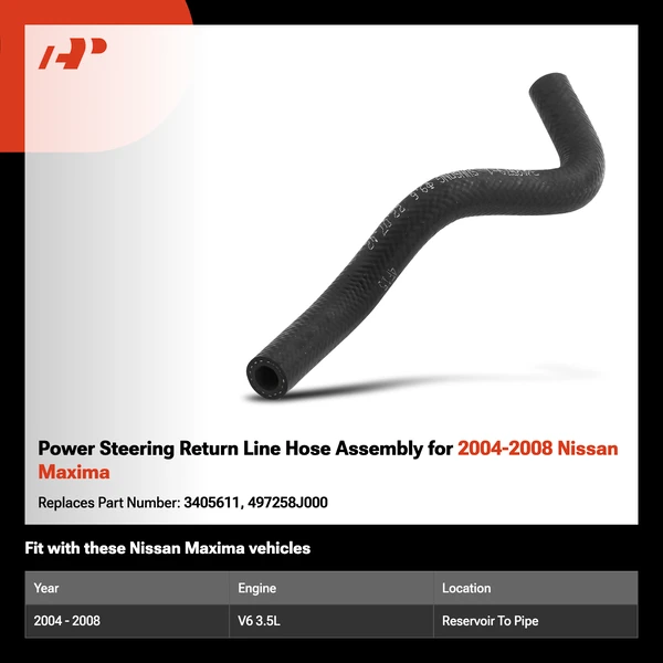 Power Steering Return Line Hose Assembly for 2004-2008 Nissan Maxima