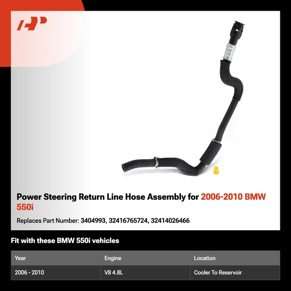 Power Steering Return Line Hose Assembly for 2006-2010 BMW 550i