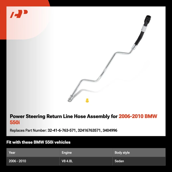 Power Steering Return Line Hose Assembly for 2006-2010 BMW 550i