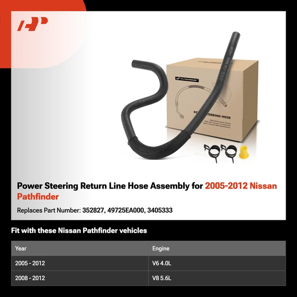 Power Steering Return Line Hose Assembly for 2005-2012 Nissan Pathfinder