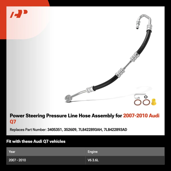 Power Steering Pressure Line Hose Assembly for 2007-2010 Audi Q7