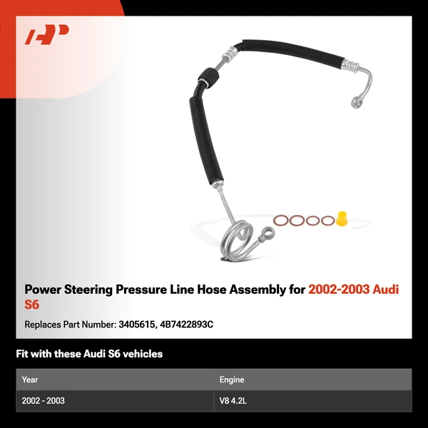 Power Steering Pressure Line Hose Assembly for 2002-2003 Audi S6