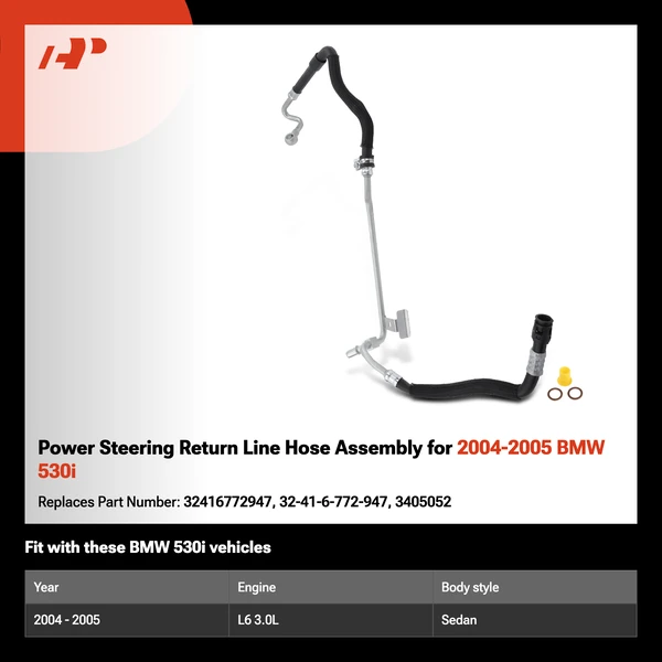 Power Steering Return Line Hose Assembly for 2004-2005 BMW 530i
