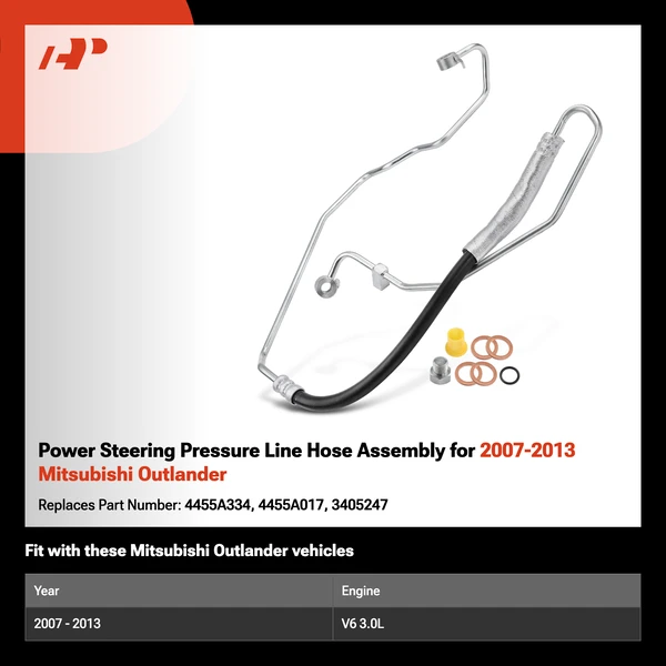 Power Steering Pressure Line Hose Assembly for 2007-2013 Mitsubishi Outlander