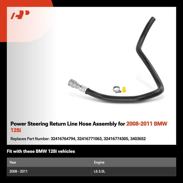 Power Steering Return Line Hose Assembly for 2008-2011 BMW 128i
