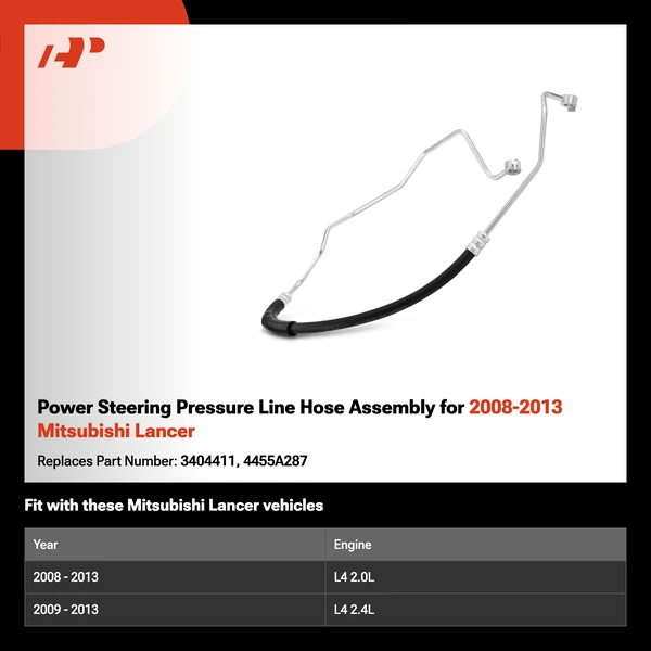 Power Steering Pressure Line Hose Assembly for 2008-2013 Mitsubishi Lancer