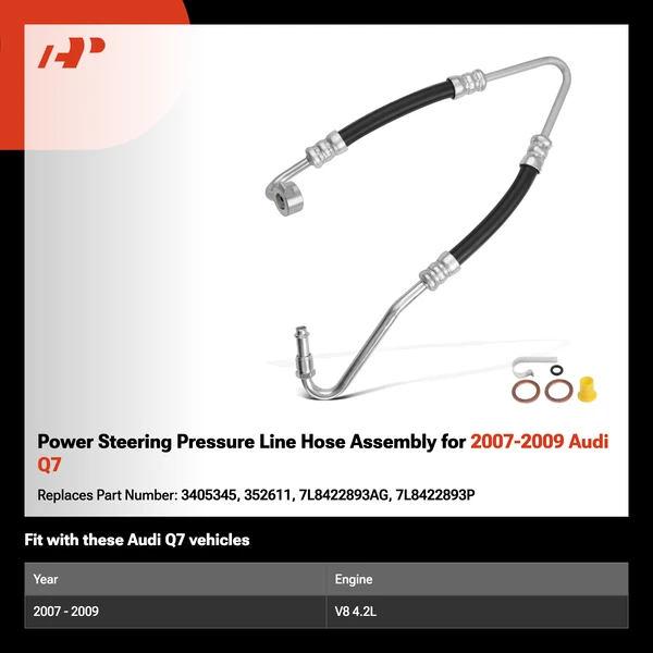 Power Steering Pressure Line Hose Assembly for 2007-2009 Audi Q7