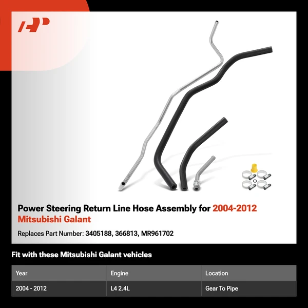 Power Steering Return Line Hose Assembly for 2004-2012 Mitsubishi Galant