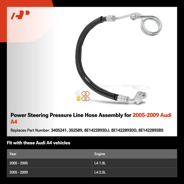 Power Steering Pressure Line Hose Assembly for 2005-2009 Audi A4