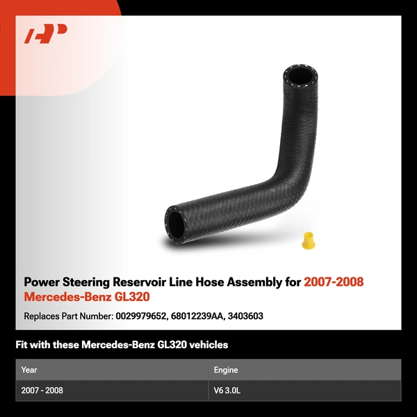Power Steering Reservoir Line Hose Assembly for 2007-2008 Mercedes-Benz GL320