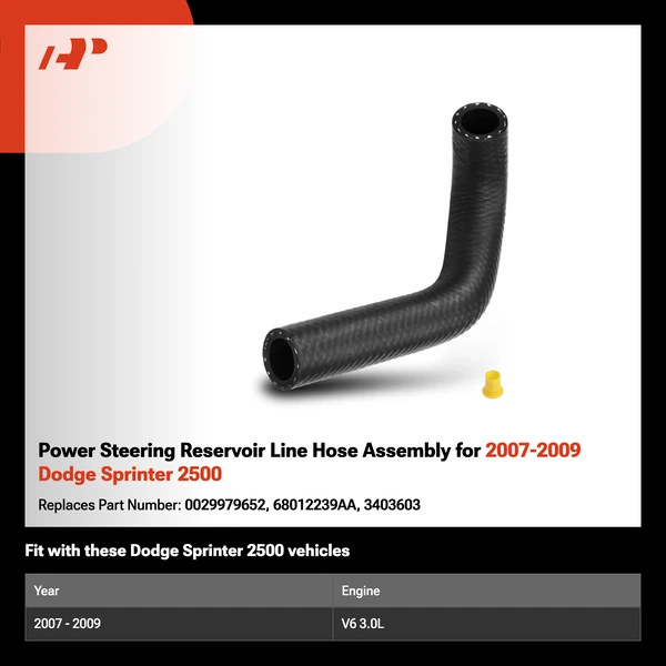 Power Steering Reservoir Line Hose Assembly for 2007-2009 Dodge Sprinter 2500