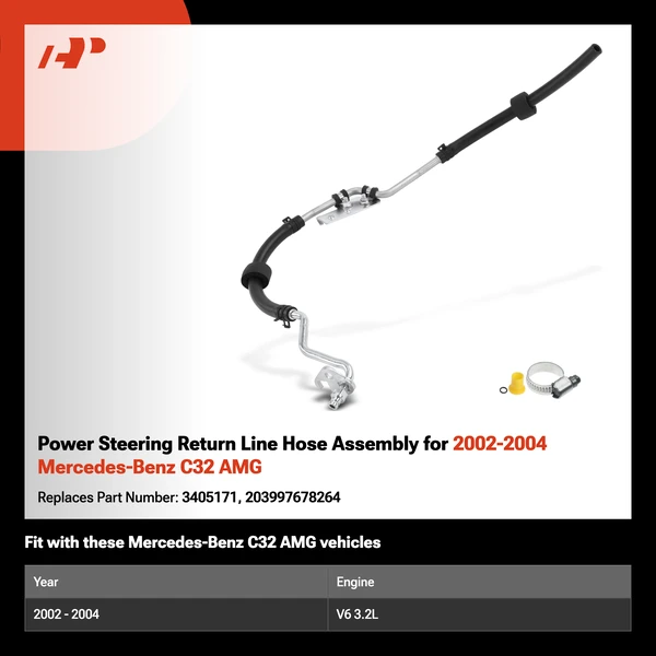 Power Steering Return Line Hose Assembly for 2002-2004 Mercedes-Benz C32 AMG