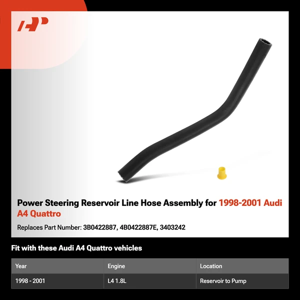Power Steering Reservoir Line Hose Assembly for 1998-2001 Audi A4 Quattro