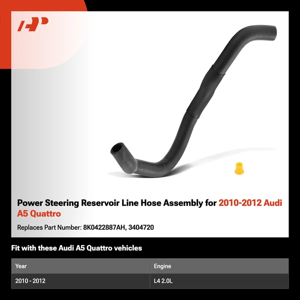 Power Steering Reservoir Line Hose Assembly for 2010-2012 Audi A5 Quattro