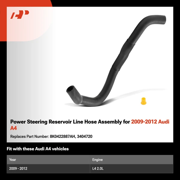 Power Steering Reservoir Line Hose Assembly for 2009-2012 Audi A4