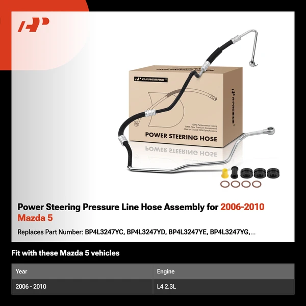 Power Steering Pressure Line Hose Assembly for 2006-2010 Mazda 5