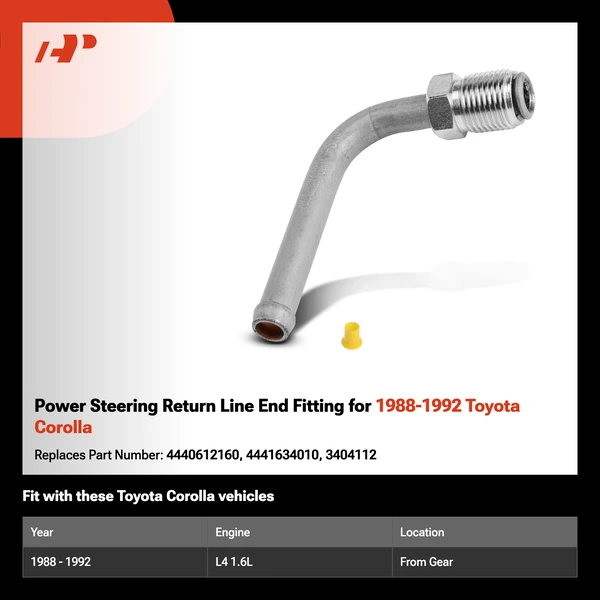 Power Steering Return Line End Fitting for 1988-1992 Toyota Corolla