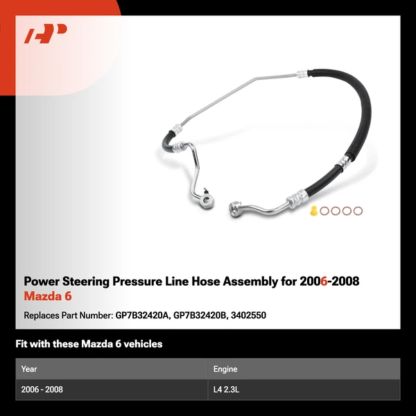 Power Steering Pressure Line Hose Assembly for 2006-2008 Mazda 6