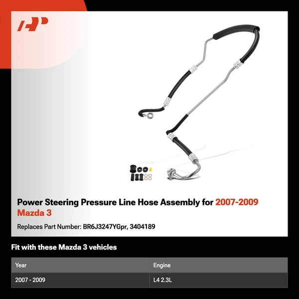 Power Steering Pressure Line Hose Assembly for 2007-2009 Mazda 3