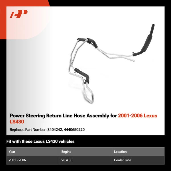 Power Steering Return Line Hose Assembly for 2001-2006 Lexus LS430