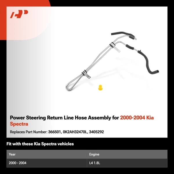 Power Steering Return Line Hose Assembly for 2000-2004 Kia Spectra